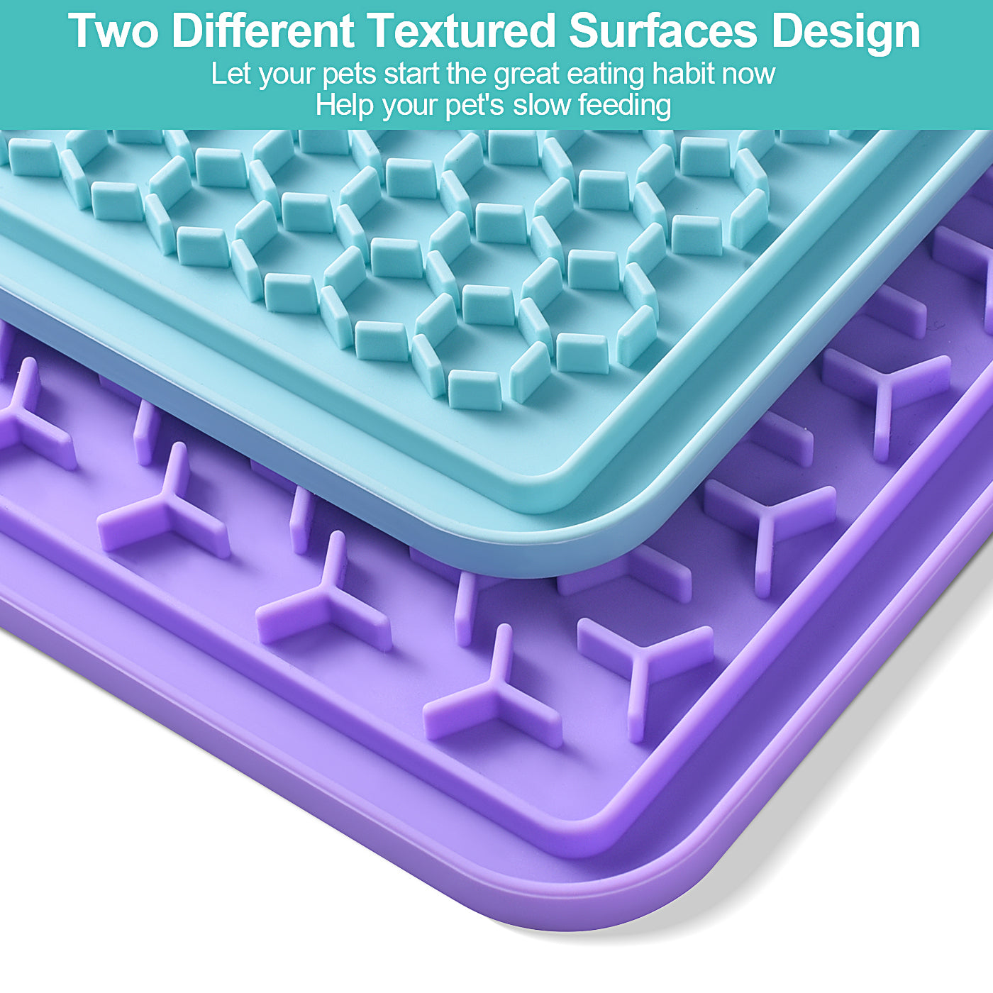Feeding Mat for Dogs & Cats 2 Pack with Pet Food Spoon, Slow Feeder & Non-Slip Design, Pet Calming Dog Treat Mat Anxiety Relief Dog Cat Training, Perfect for Yogurt, Peanut Butter